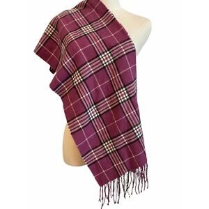 Scotland 100% CASHMERE Plaid Scarf Purple Tartan Preppy 90s Minimalist Scottish